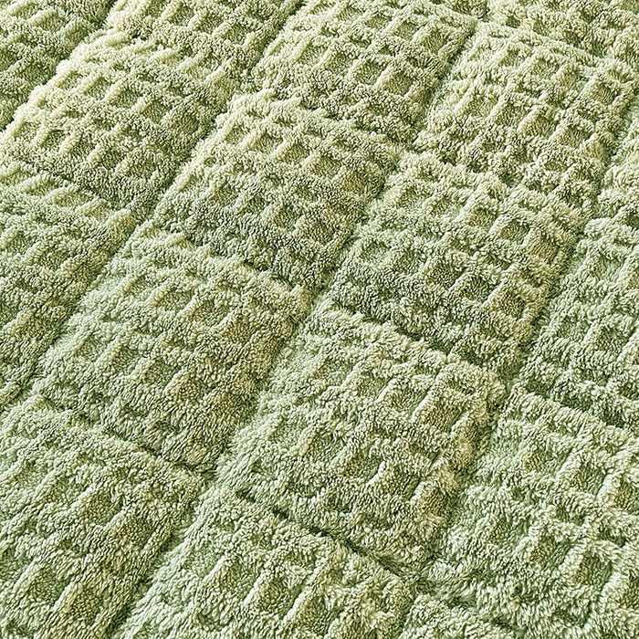 91家纺网 家纺一手货源 找家纺 喜居 2025新款舒棉绒华夫格床褥垫 茉绿