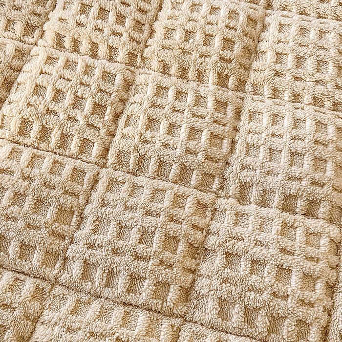 91家纺网 家纺一手货源 找家纺 喜居 2025新款舒棉绒华夫格床褥垫 奶咖