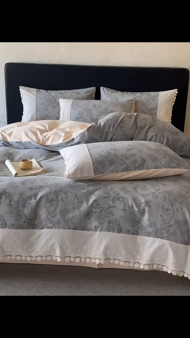 91家纺网 家纺一手货源 找家纺 宜代光年 2025新款全棉磨毛花边四件套 花眠