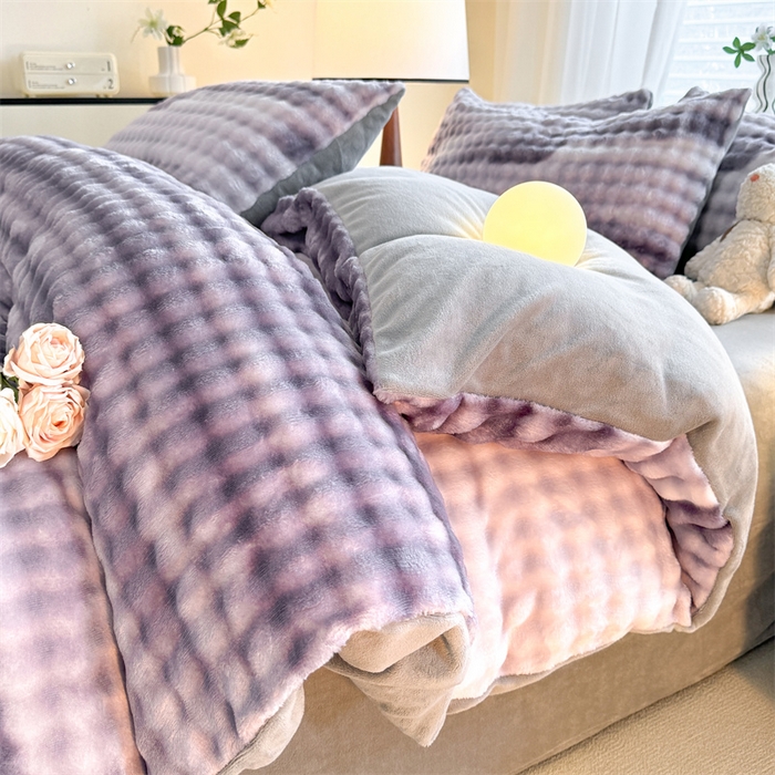 91家纺网 家纺一手货源 找家纺 （总）优贝家纺 2025新款A版獭兔毛B版牛奶绒四件套