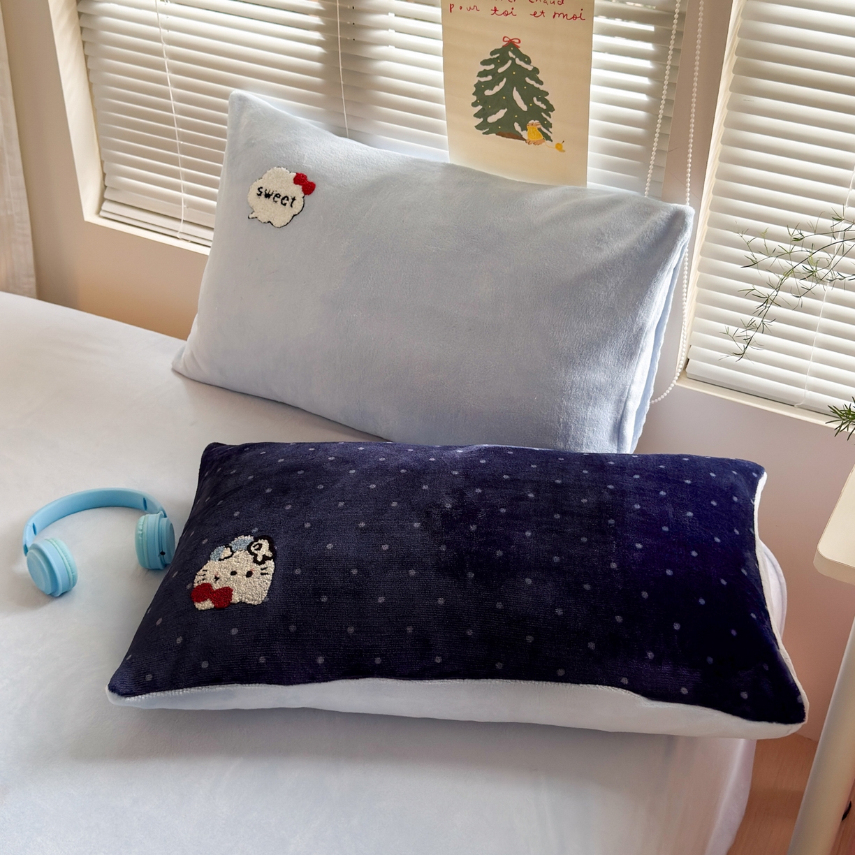 91家纺网 家纺一手货源 找家纺 一霖家纺 2025新款小清新牛奶绒毛巾绣四件套-第一波 波点萌猫绒