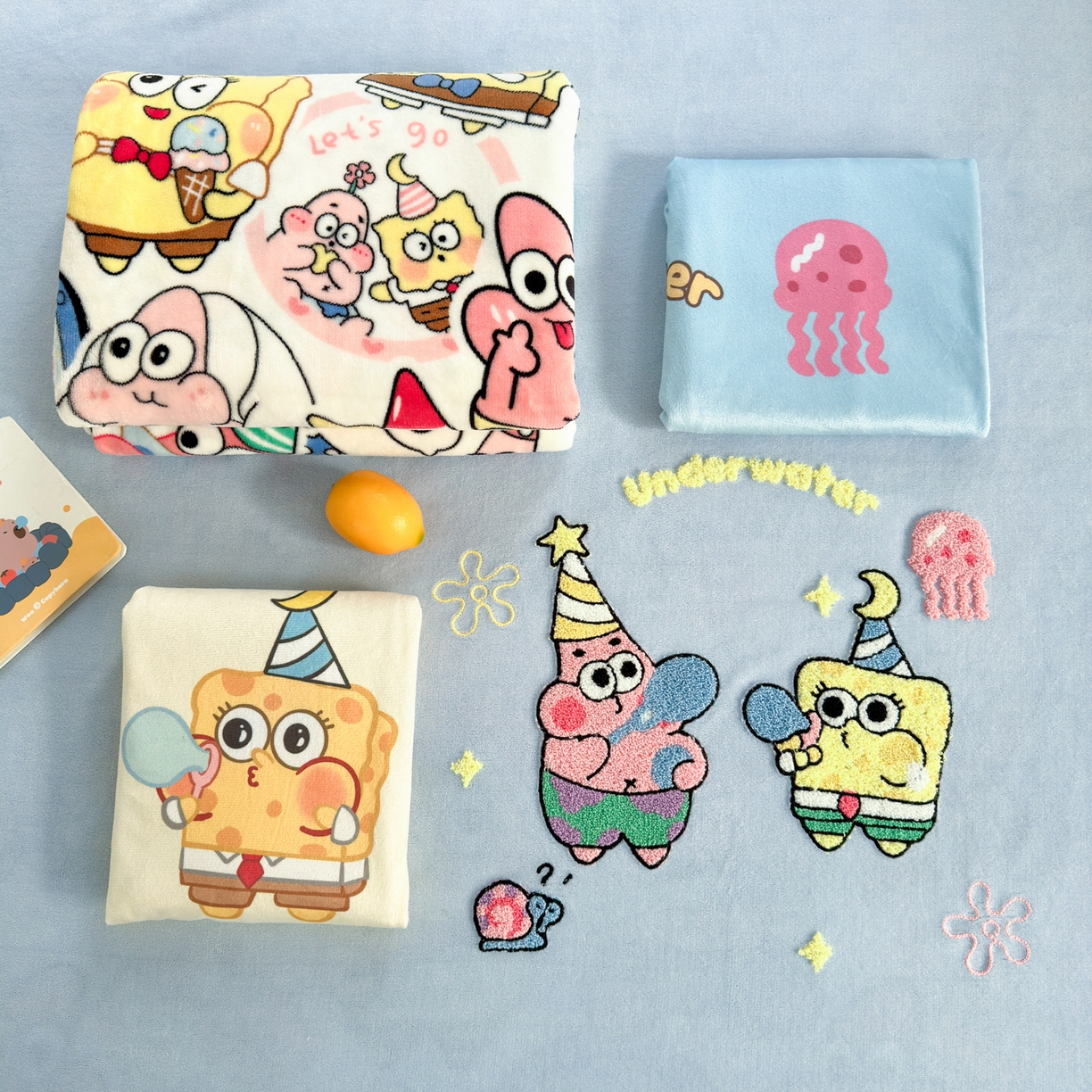 91家纺网 家纺一手货源 找家纺 一霖家纺 2025新款小清新牛奶绒毛巾绣四件套-第一波 吹泡泡的海宝