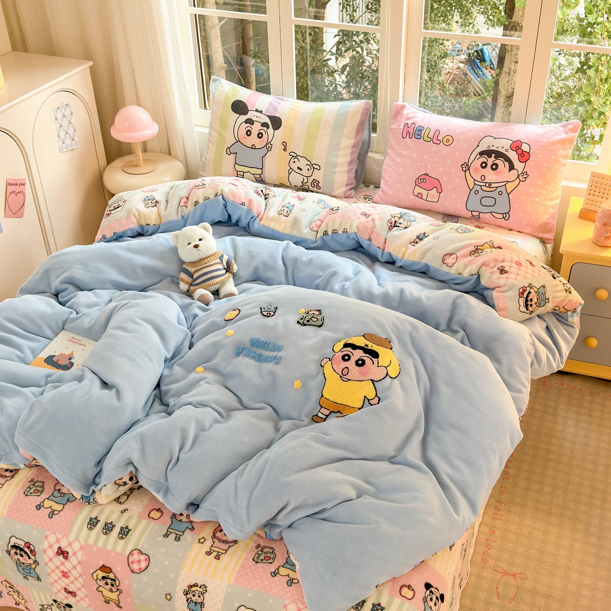 91家纺网 家纺一手货源 找家纺 一霖家纺 2025新款小清新牛奶绒毛巾绣四件套-第一波 动感BIUBIU绒