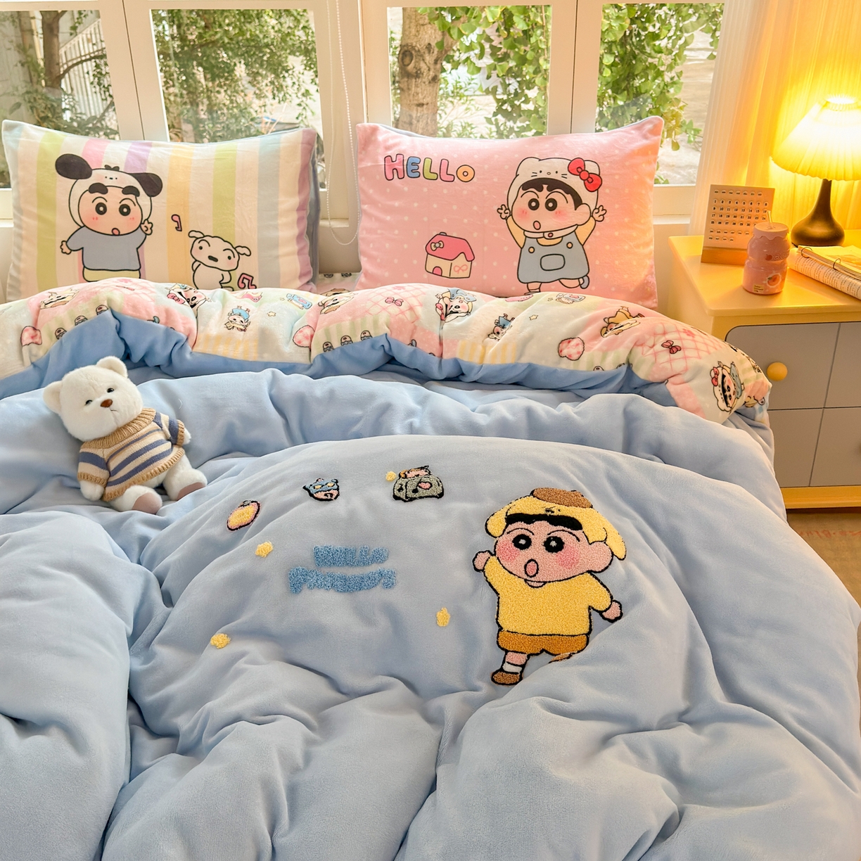 91家纺网 家纺一手货源 找家纺 一霖家纺 2025新款小清新牛奶绒毛巾绣四件套-第一波 动感BIUBIU绒