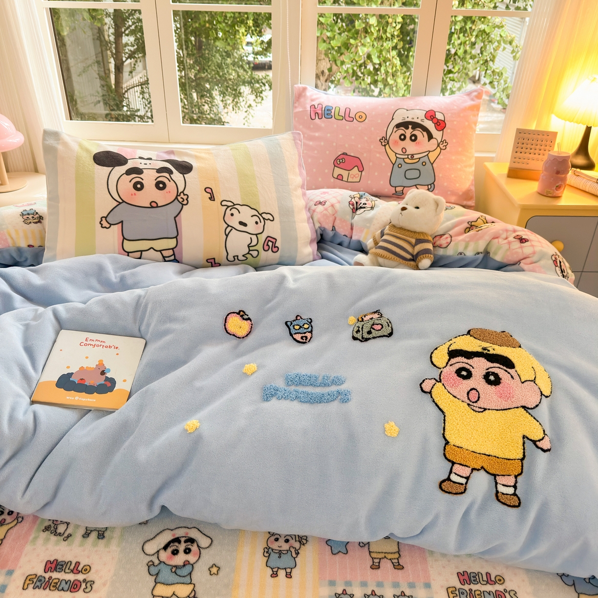 91家纺网 家纺一手货源 找家纺 一霖家纺 2025新款小清新牛奶绒毛巾绣四件套-第一波 动感BIUBIU绒