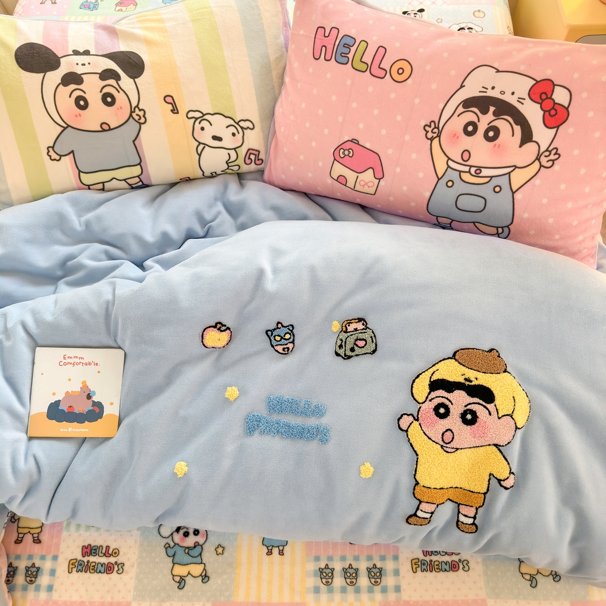 91家纺网 家纺一手货源 找家纺 一霖家纺 2025新款小清新牛奶绒毛巾绣四件套-第一波 动感BIUBIU绒