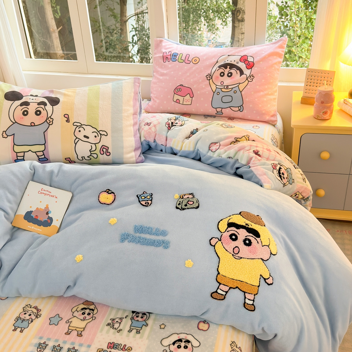 91家纺网 家纺一手货源 找家纺 一霖家纺 2025新款小清新牛奶绒毛巾绣四件套-第一波 动感BIUBIU绒