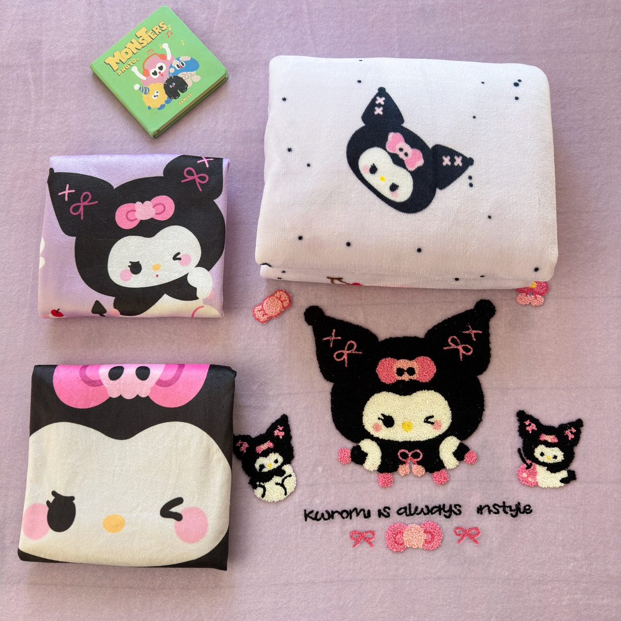 91家纺网 家纺一手货源 找家纺 一霖家纺 2025新款小清新牛奶绒毛巾绣四件套-第一波 黑库米米绒