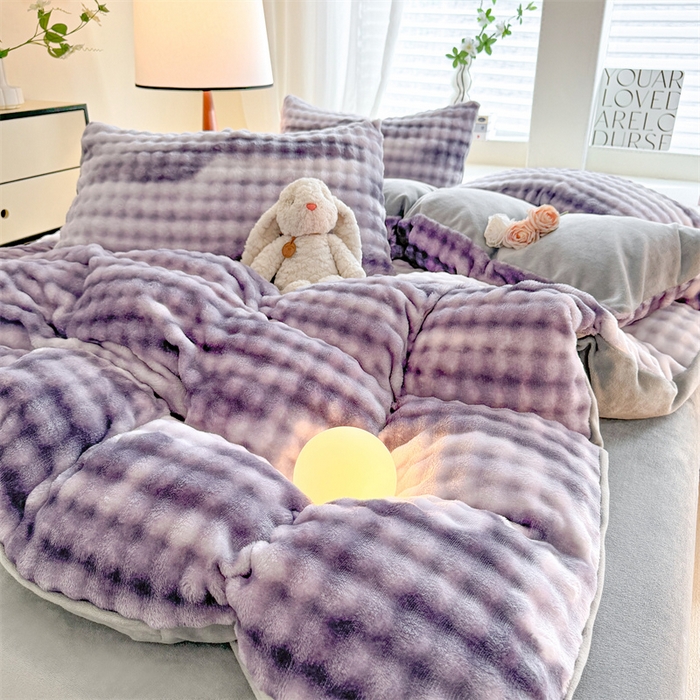 91家纺网 家纺一手货源 找家纺 （总）优贝 2025秋冬新款牛奶绒懒兔毛长毛泡泡四件套