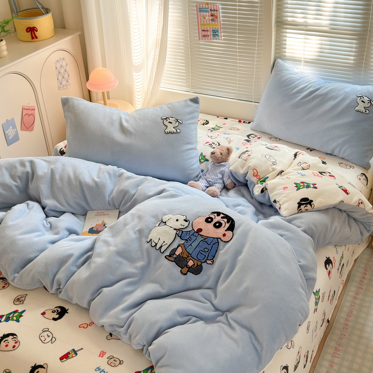 91家纺网 家纺一手货源 找家纺 一霖家纺 2025新款小清新牛奶绒毛巾绣四件套-第一波 新新大白绒