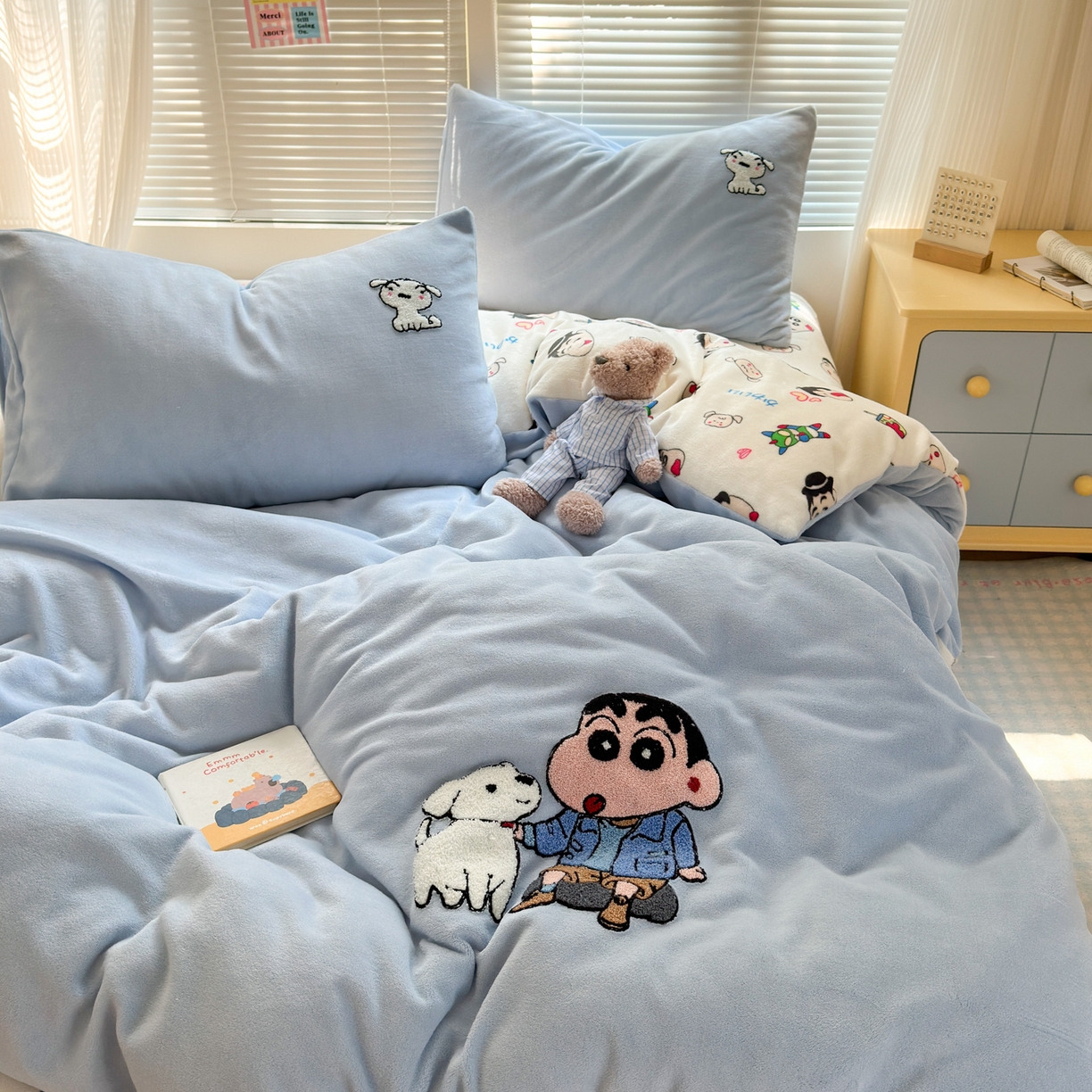 91家纺网 家纺一手货源 找家纺 一霖家纺 2025新款小清新牛奶绒毛巾绣四件套-第一波 新新大白绒