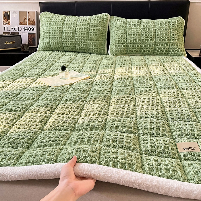 91家纺网 家纺一手货源 找家纺 （总）喜居 2025新款舒棉绒华夫格床褥垫