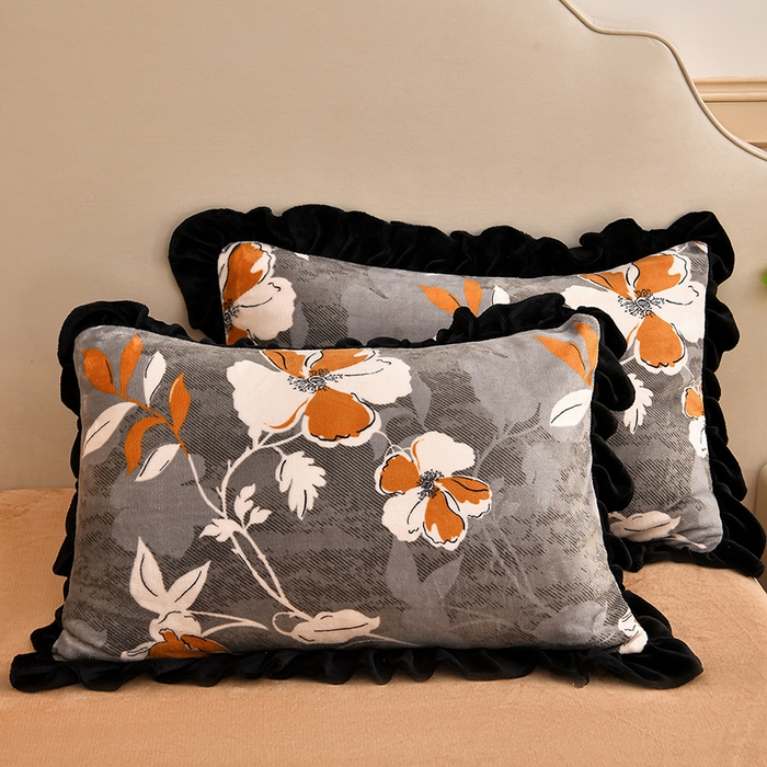 91家纺网 家纺一手货源 找家纺 曼尼 2025新款韩版花边牛奶绒四件套 韩版-花漾