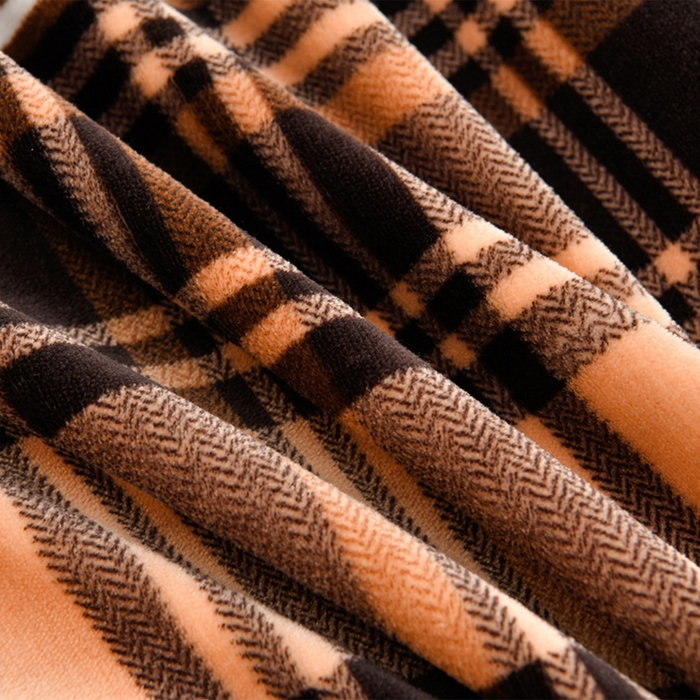 91家纺网 家纺一手货源 找家纺 曼尼 2025新款韩版花边牛奶绒四件套 韩版-咖色格子