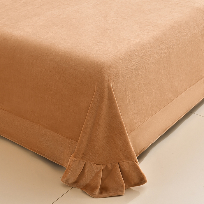 91家纺网 家纺一手货源 找家纺 曼尼 2025新款韩版花边牛奶绒四件套 韩版-夕颜