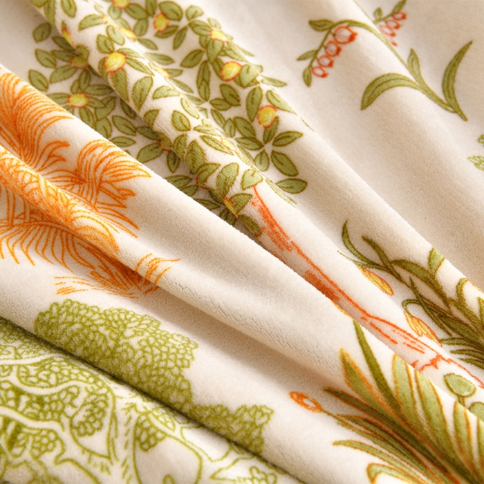 91家纺网 家纺一手货源 找家纺 曼尼 2025新款韩版花边牛奶绒四件套 韩版-发财树