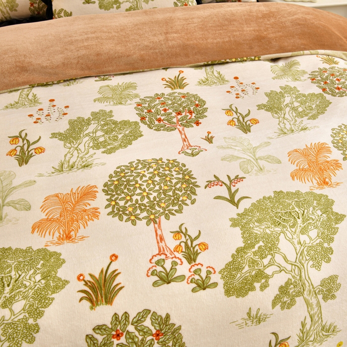 91家纺网 家纺一手货源 找家纺 曼尼 2025新款韩版花边牛奶绒四件套 韩版-发财树