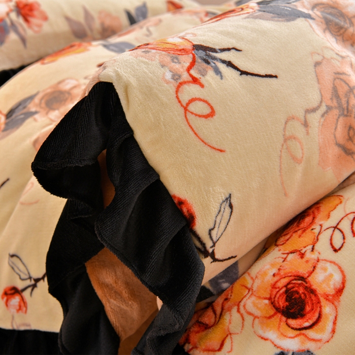 91家纺网 家纺一手货源 找家纺 曼尼 2025新款韩版花边牛奶绒四件套 韩版-情调