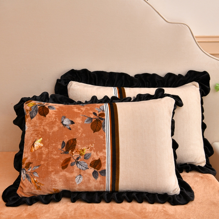 91家纺网 家纺一手货源 找家纺 曼尼 2025新款韩版花边牛奶绒四件套 韩版-开枝散叶