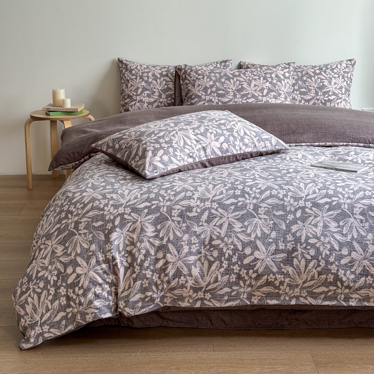 91家纺网 家纺一手货源 找家纺 优贝家纺 秋冬新品加厚高克重原麻复古水洗亚麻棉麻皱皱纱印花四件套 苍梧