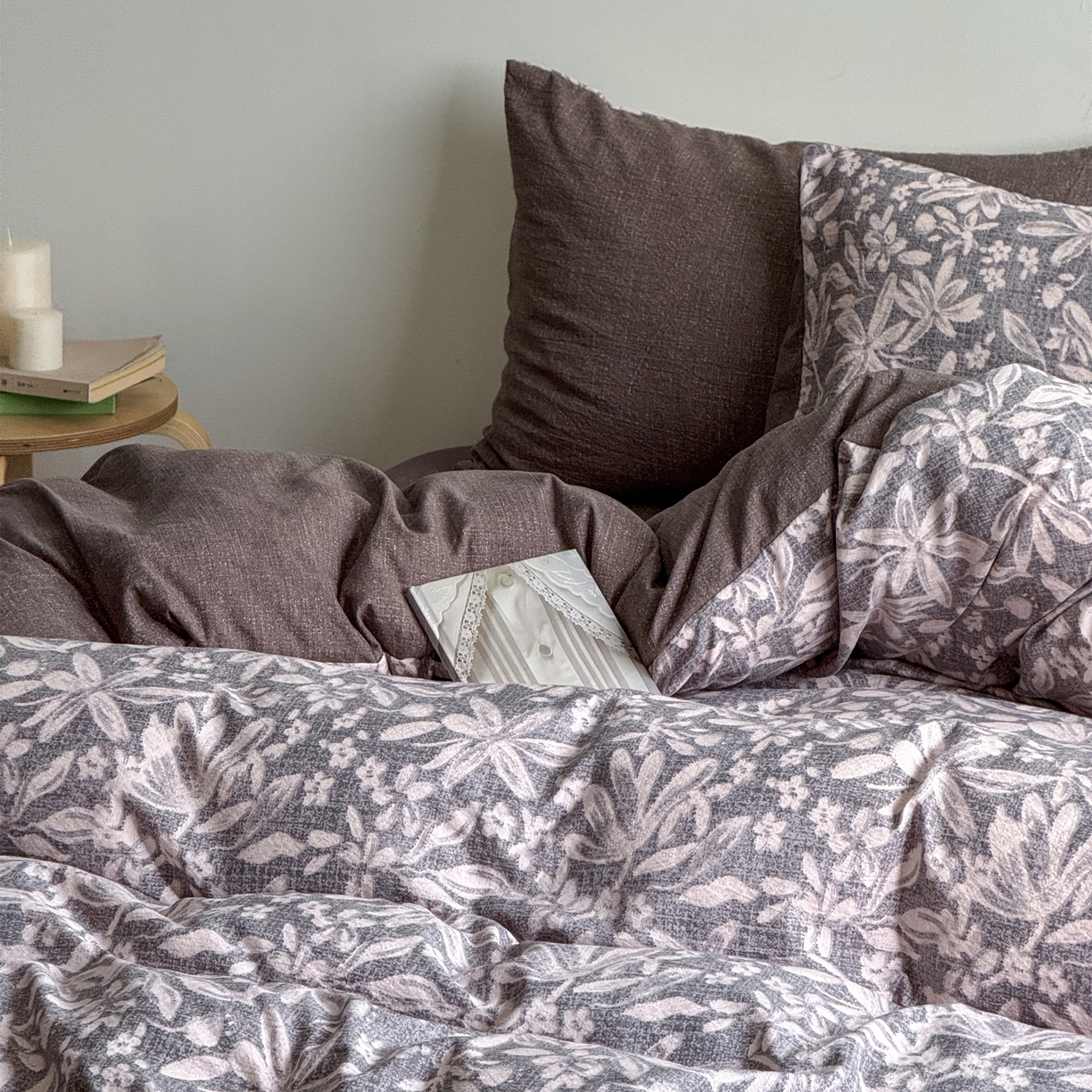 91家纺网 家纺一手货源 找家纺 优贝家纺 秋冬新品加厚高克重原麻复古水洗亚麻棉麻皱皱纱印花四件套 苍梧