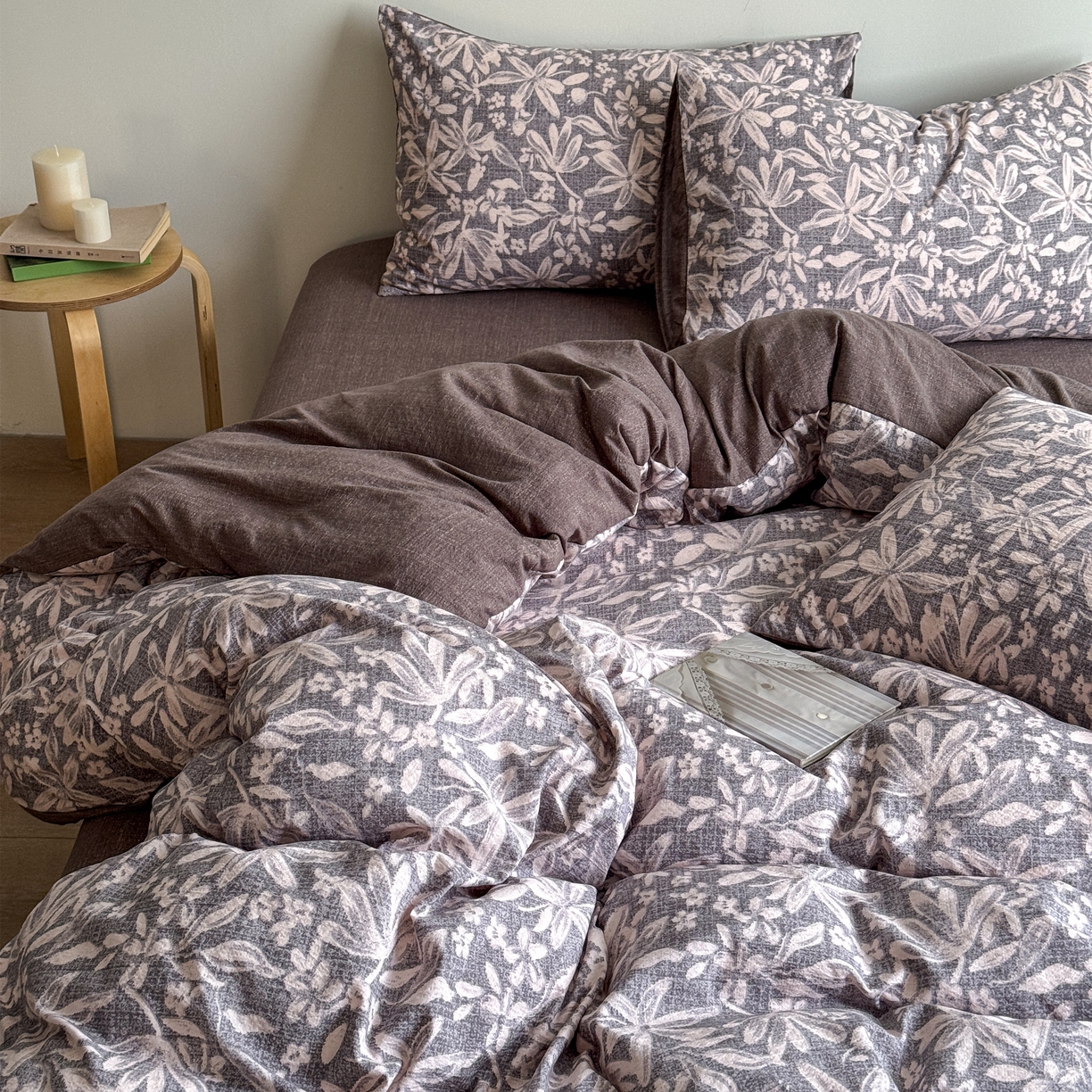 91家纺网 家纺一手货源 找家纺 优贝家纺 秋冬新品加厚高克重原麻复古水洗亚麻棉麻皱皱纱印花四件套 苍梧