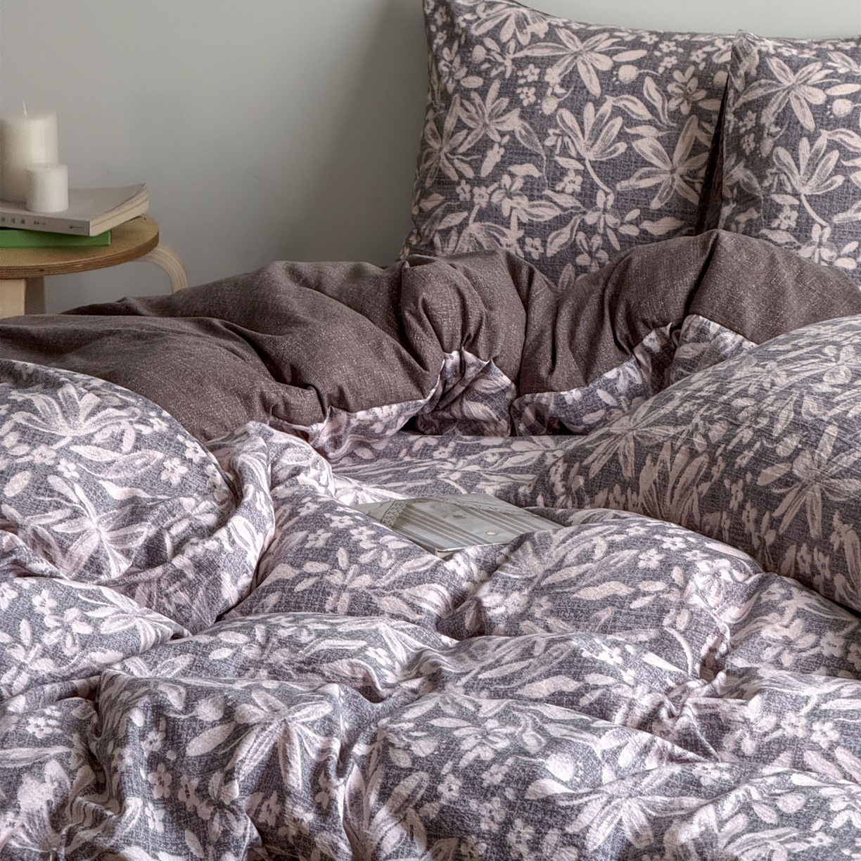 91家纺网 家纺一手货源 找家纺 优贝家纺 秋冬新品加厚高克重原麻复古水洗亚麻棉麻皱皱纱印花四件套 苍梧