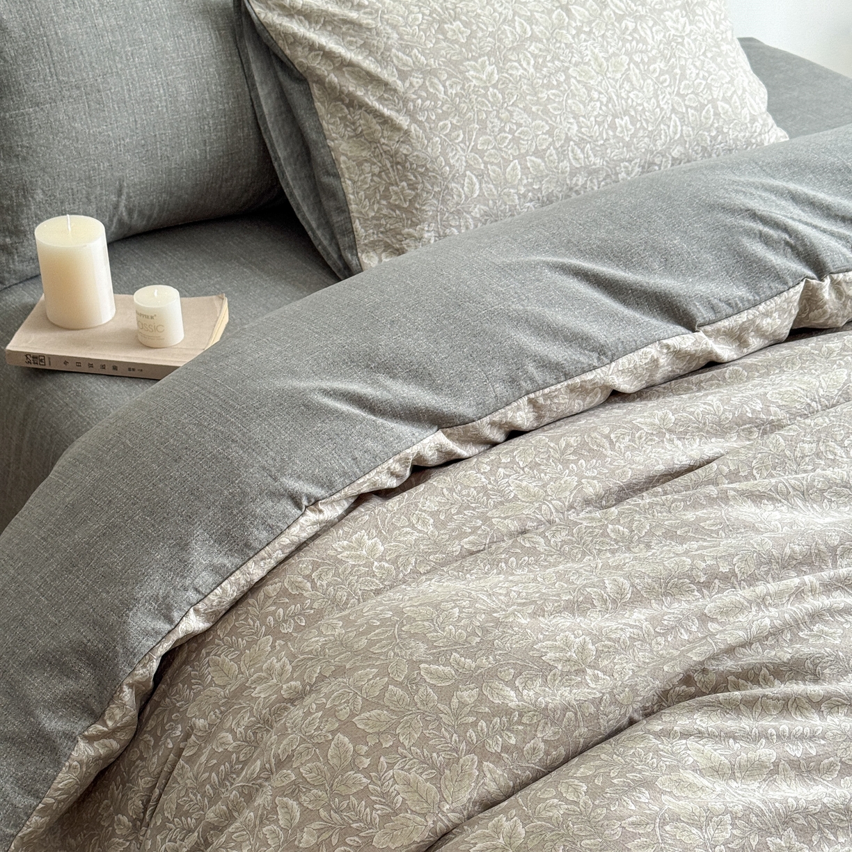 91家纺网 家纺一手货源 找家纺 优贝家纺 秋冬新品加厚高克重原麻复古水洗亚麻棉麻皱皱纱印花四件套 古奈-绿