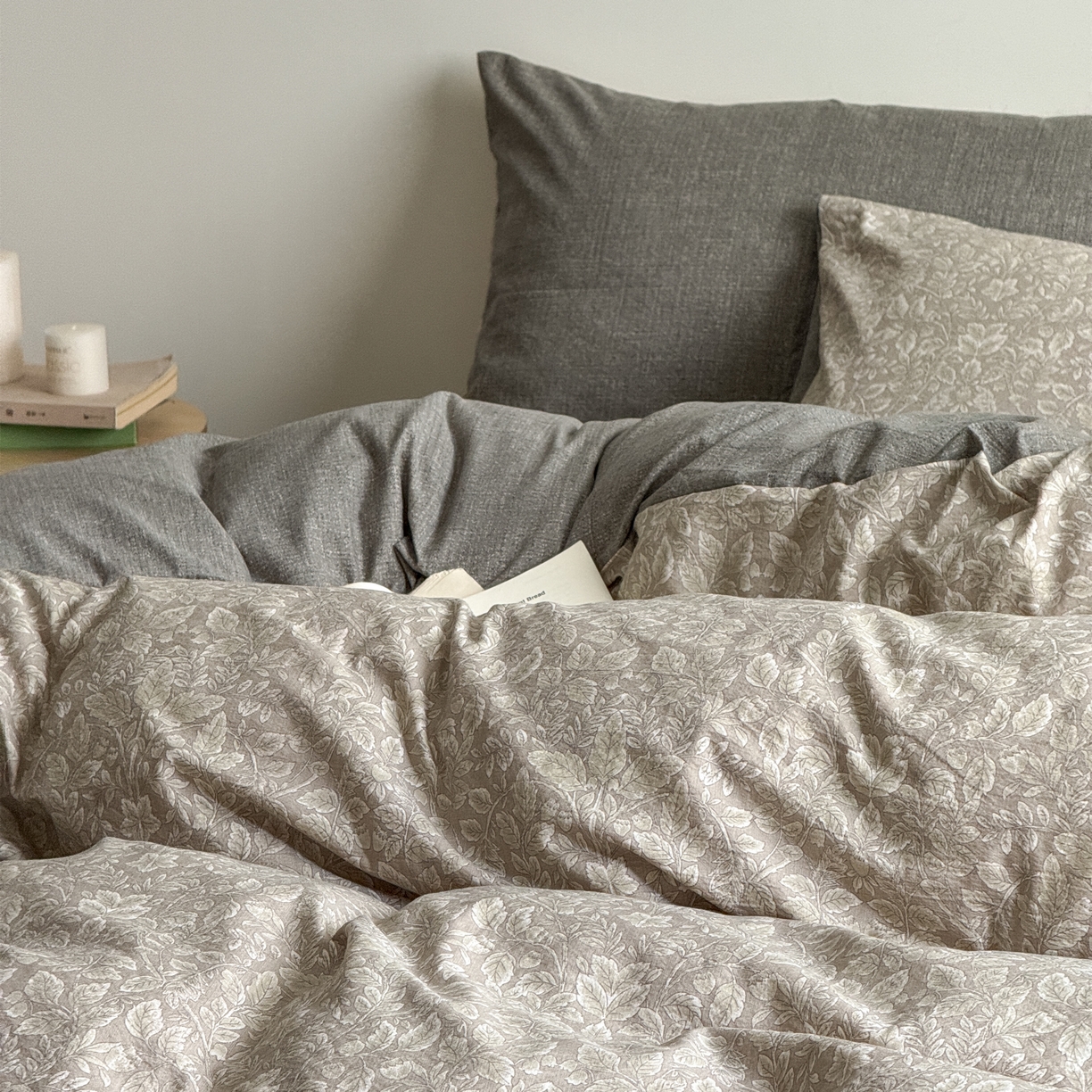 91家纺网 家纺一手货源 找家纺 优贝家纺 秋冬新品加厚高克重原麻复古水洗亚麻棉麻皱皱纱印花四件套 古奈-绿