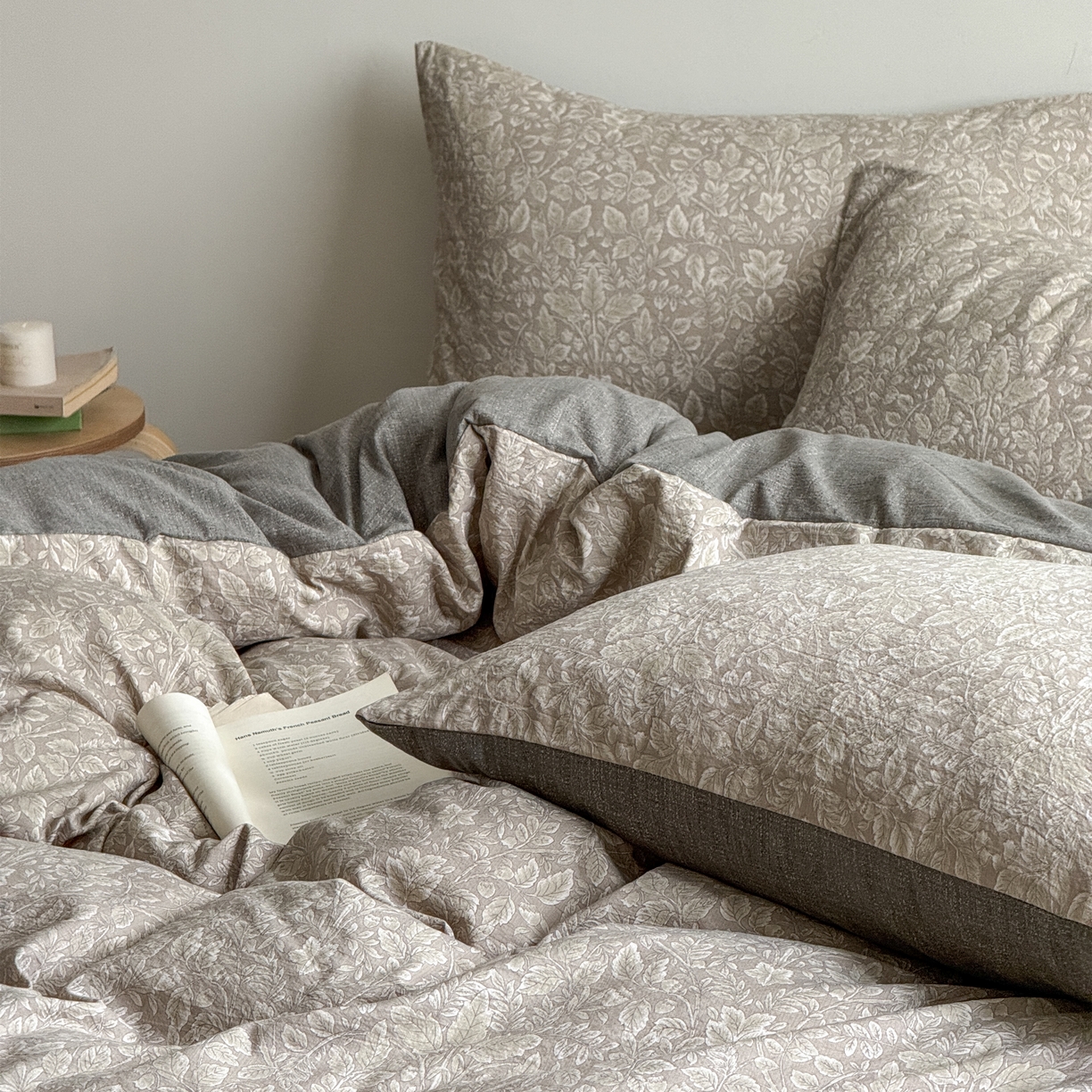 91家纺网 家纺一手货源 找家纺 优贝家纺 秋冬新品加厚高克重原麻复古水洗亚麻棉麻皱皱纱印花四件套 古奈-绿