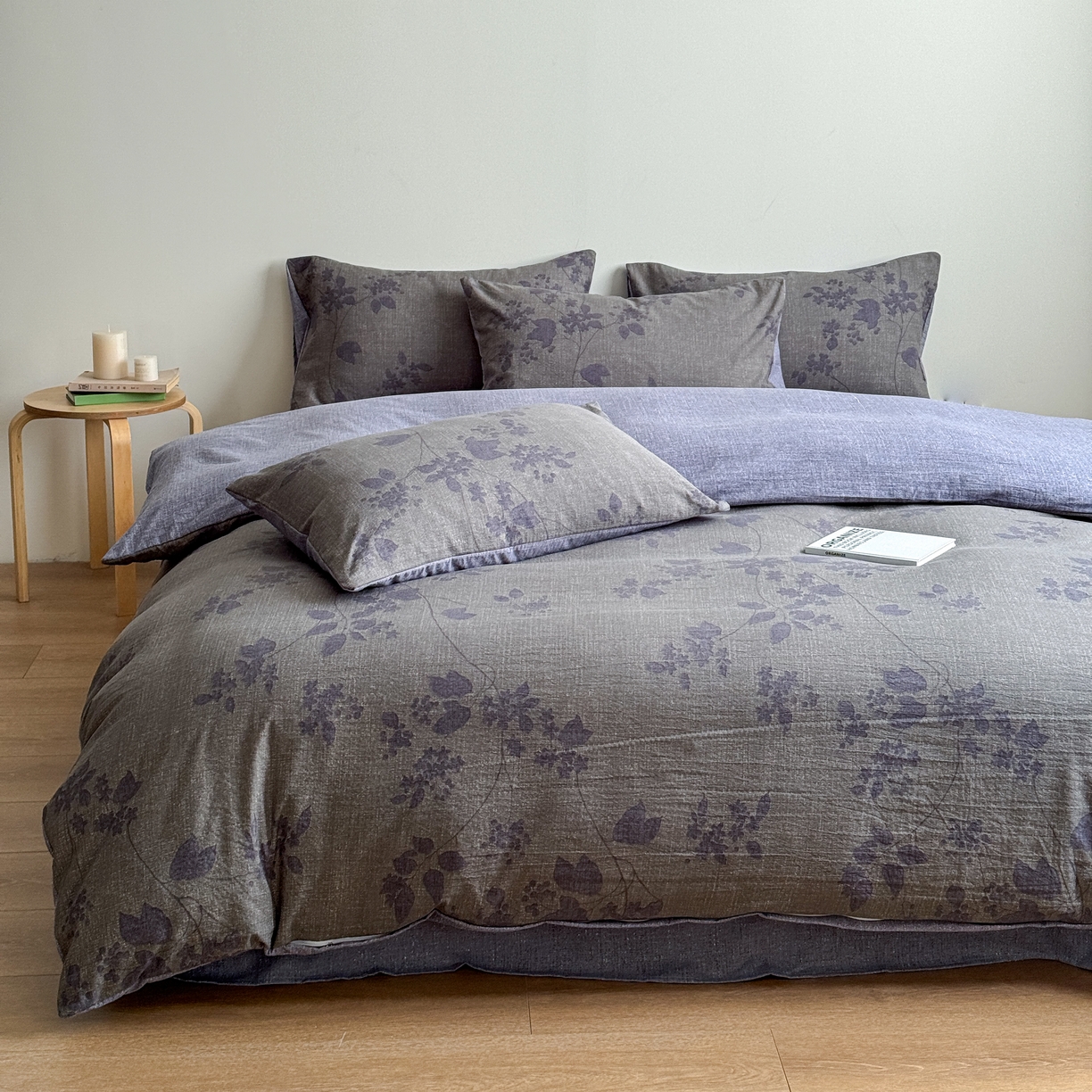 91家纺网 家纺一手货源 找家纺 优贝家纺 秋冬新品加厚高克重原麻复古水洗亚麻棉麻皱皱纱印花四件套 颂青时