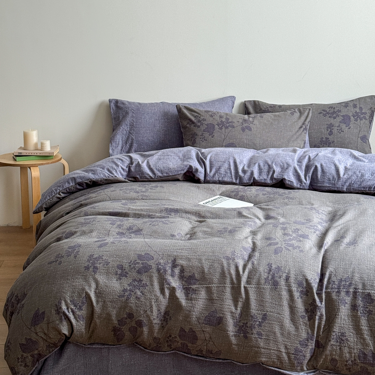 91家纺网 家纺一手货源 找家纺 优贝家纺 秋冬新品加厚高克重原麻复古水洗亚麻棉麻皱皱纱印花四件套 颂青时