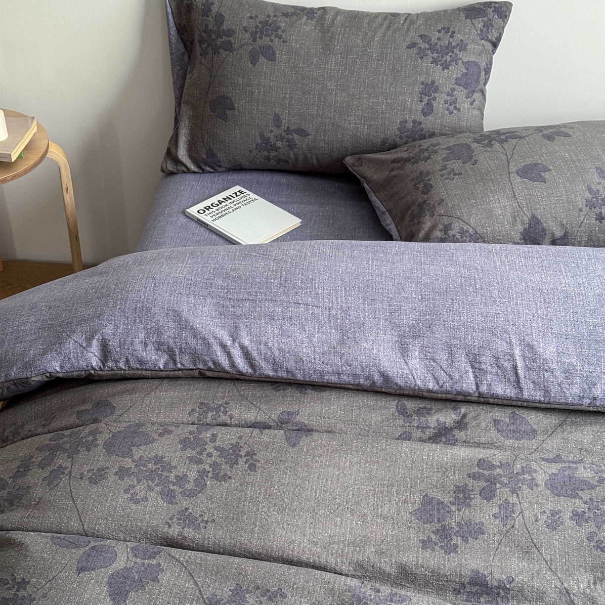 91家纺网 家纺一手货源 找家纺 优贝家纺 秋冬新品加厚高克重原麻复古水洗亚麻棉麻皱皱纱印花四件套 颂青时