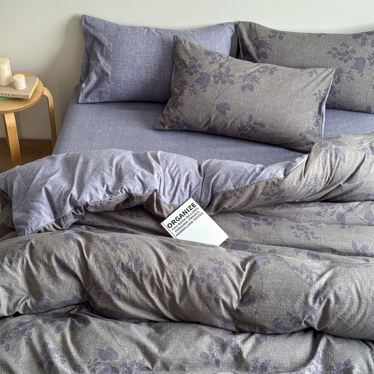 91家纺网 家纺一手货源 找家纺 优贝家纺 秋冬新品加厚高克重原麻复古水洗亚麻棉麻皱皱纱印花四件套 颂青时