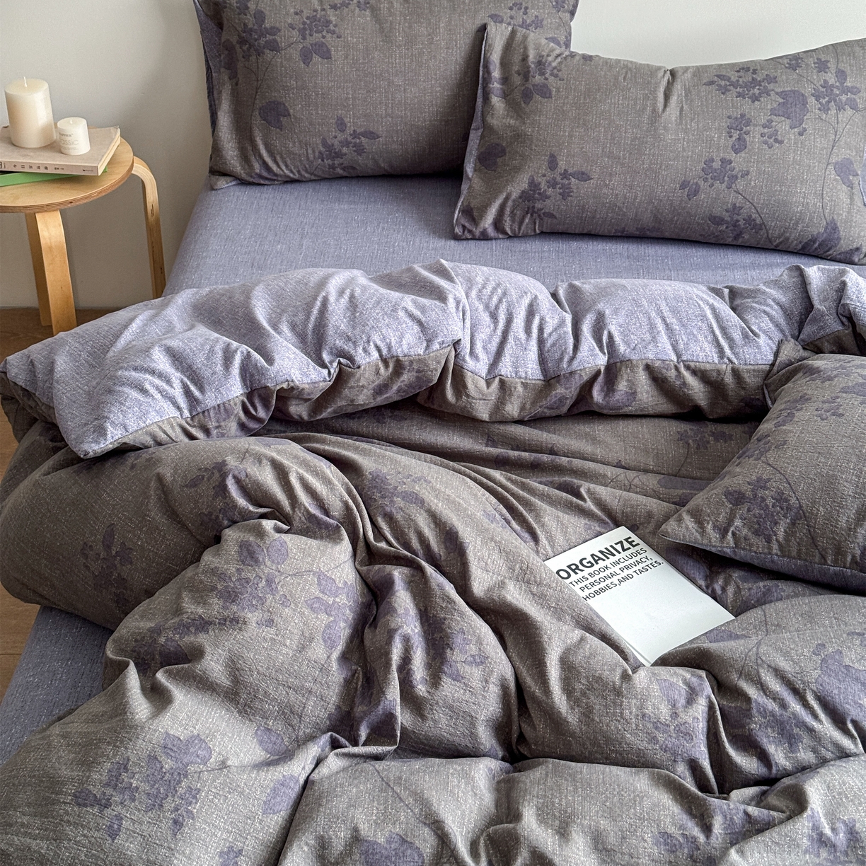 91家纺网 家纺一手货源 找家纺 优贝家纺 秋冬新品加厚高克重原麻复古水洗亚麻棉麻皱皱纱印花四件套 颂青时