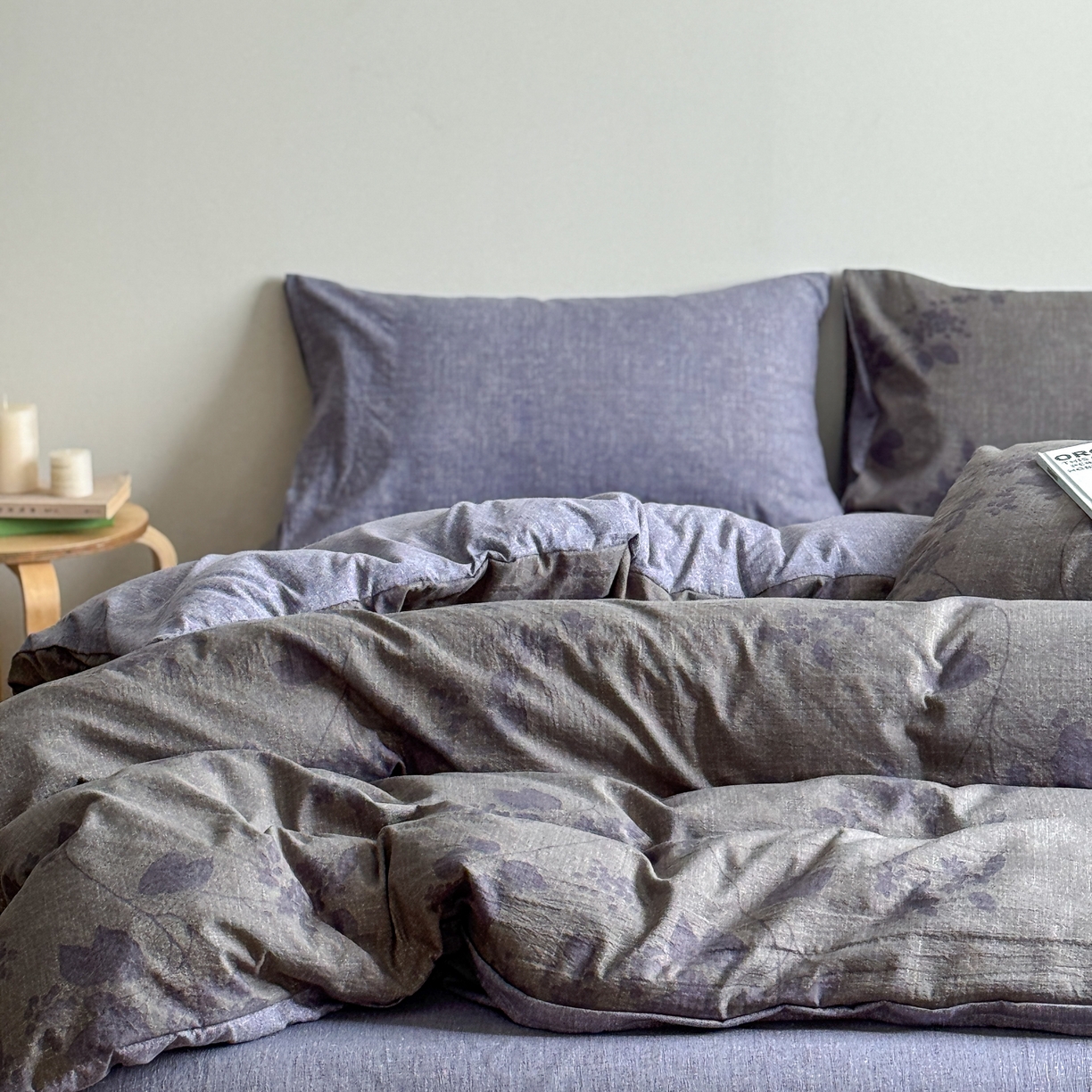 91家纺网 家纺一手货源 找家纺 优贝家纺 秋冬新品加厚高克重原麻复古水洗亚麻棉麻皱皱纱印花四件套 颂青时