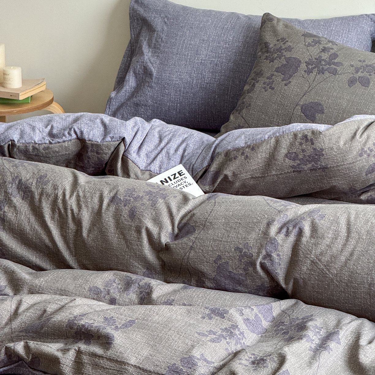 91家纺网 家纺一手货源 找家纺 优贝家纺 秋冬新品加厚高克重原麻复古水洗亚麻棉麻皱皱纱印花四件套 颂青时