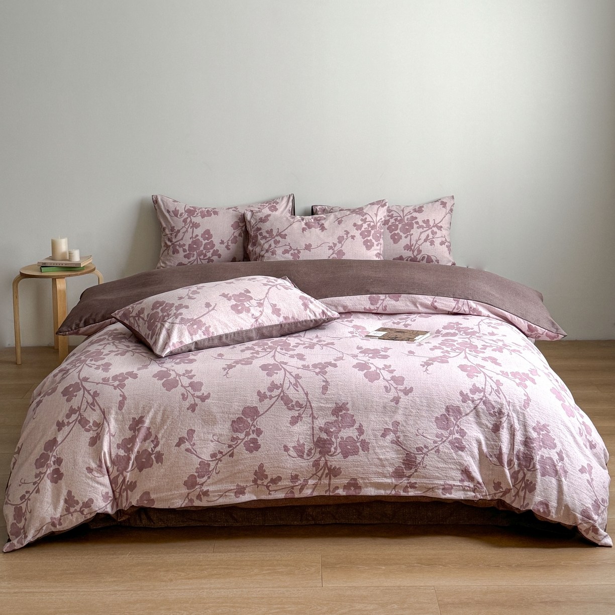 91家纺网 家纺一手货源 找家纺 优贝家纺 秋冬新品加厚高克重原麻复古水洗亚麻棉麻皱皱纱印花四件套 花颜