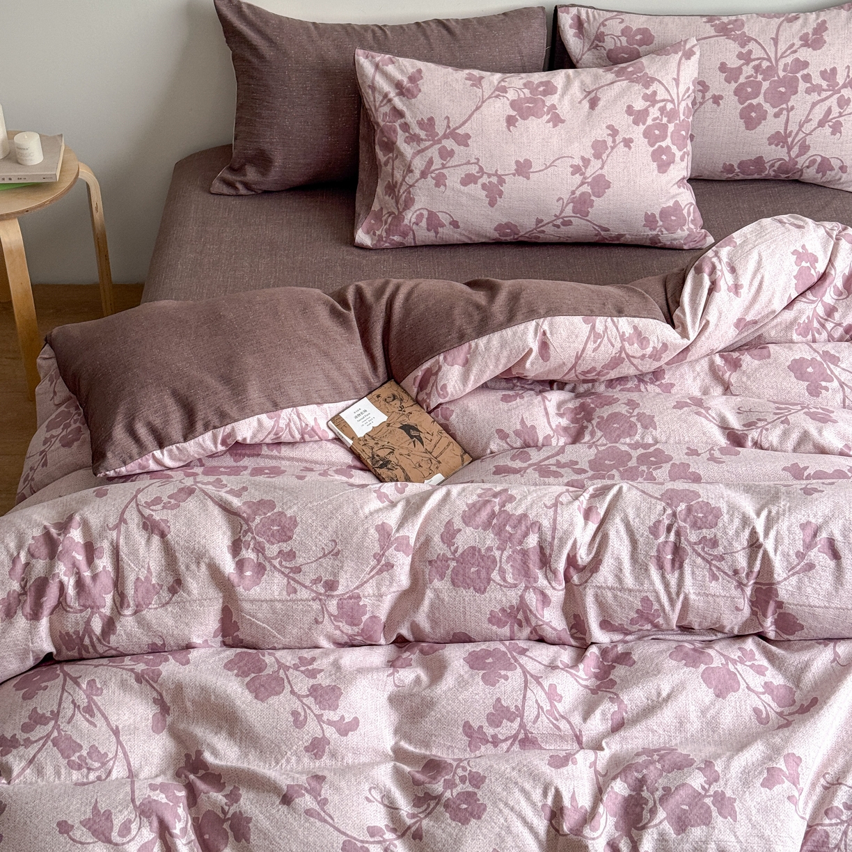 91家纺网 家纺一手货源 找家纺 优贝家纺 秋冬新品加厚高克重原麻复古水洗亚麻棉麻皱皱纱印花四件套 花颜