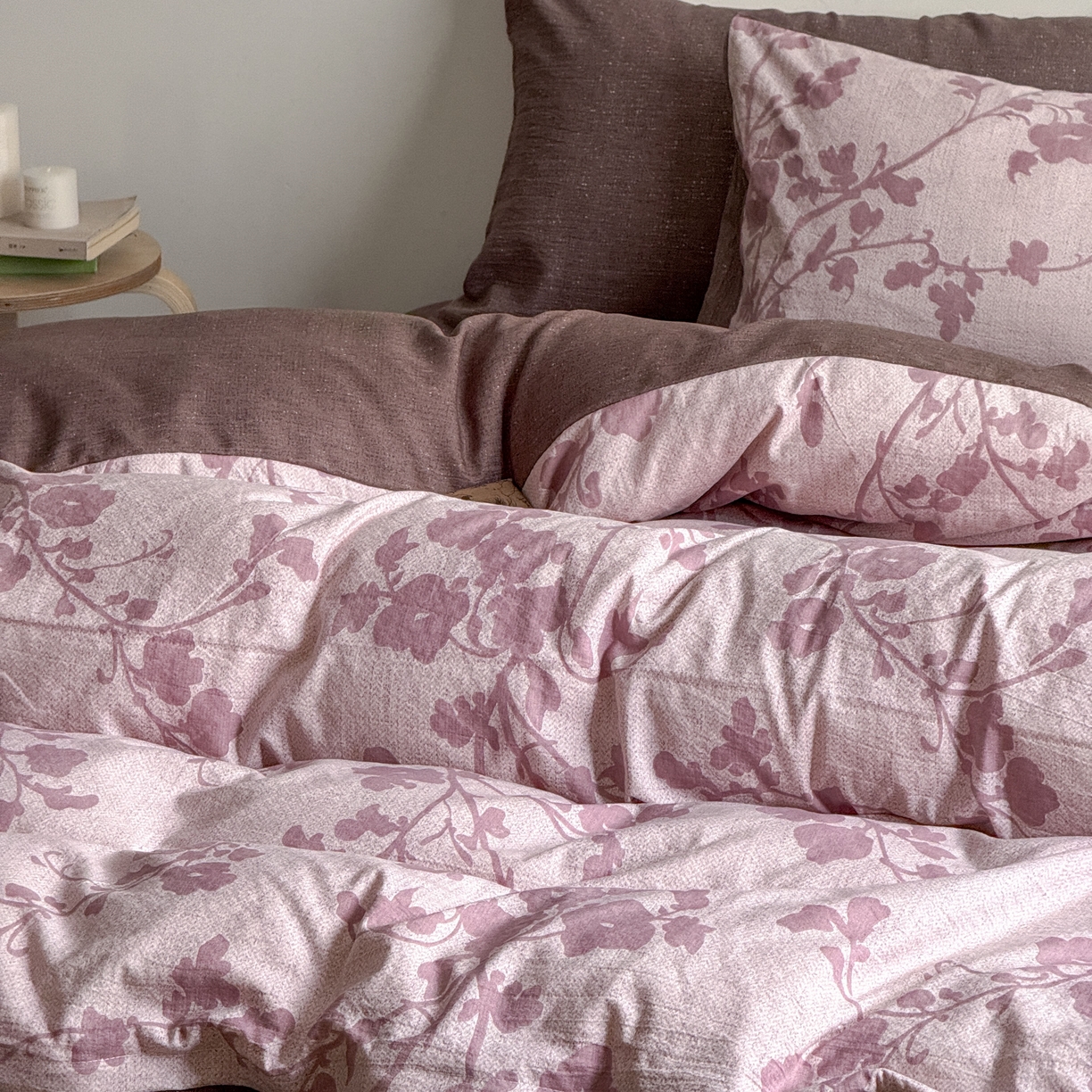 91家纺网 家纺一手货源 找家纺 优贝家纺 秋冬新品加厚高克重原麻复古水洗亚麻棉麻皱皱纱印花四件套 花颜