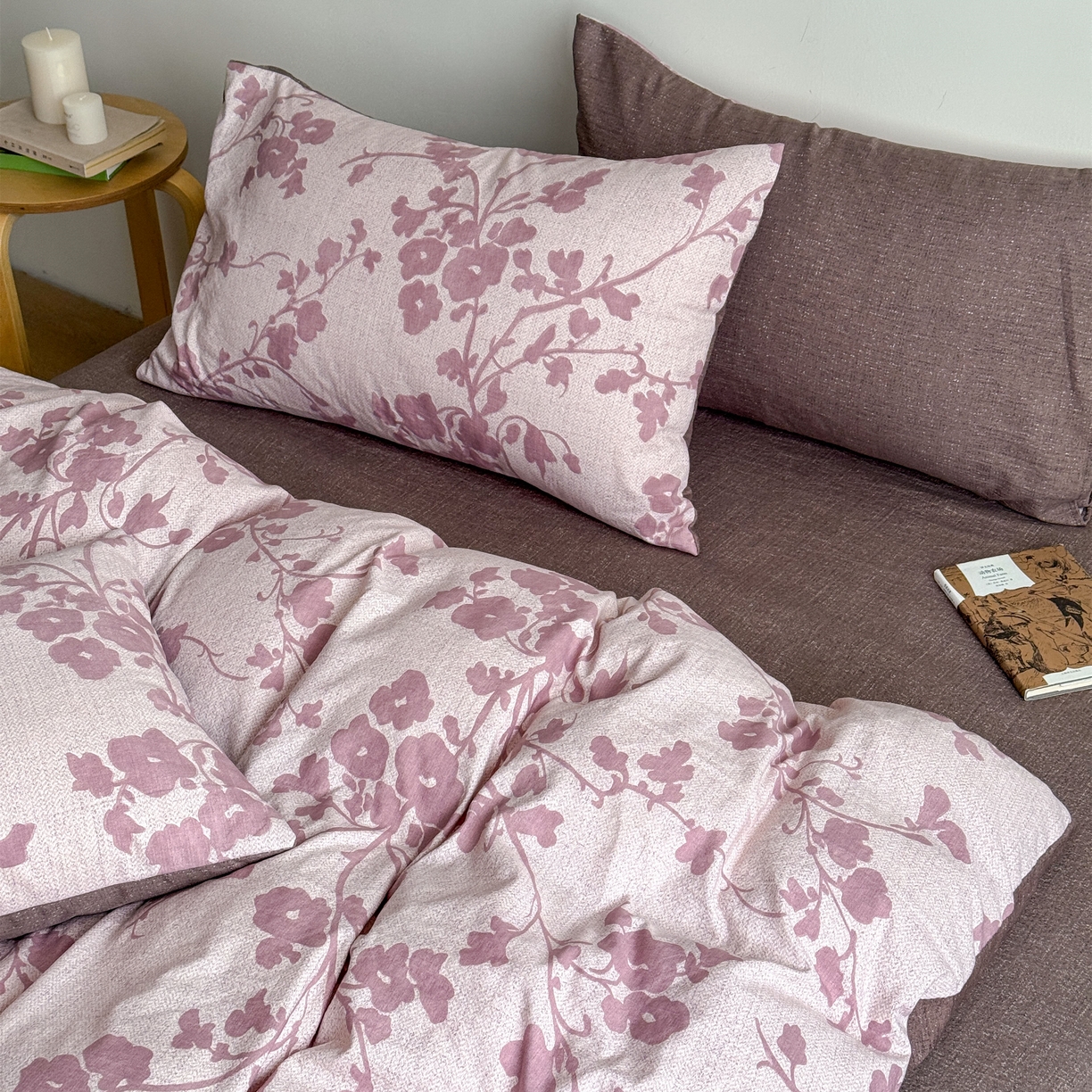 91家纺网 家纺一手货源 找家纺 优贝家纺 秋冬新品加厚高克重原麻复古水洗亚麻棉麻皱皱纱印花四件套 花颜