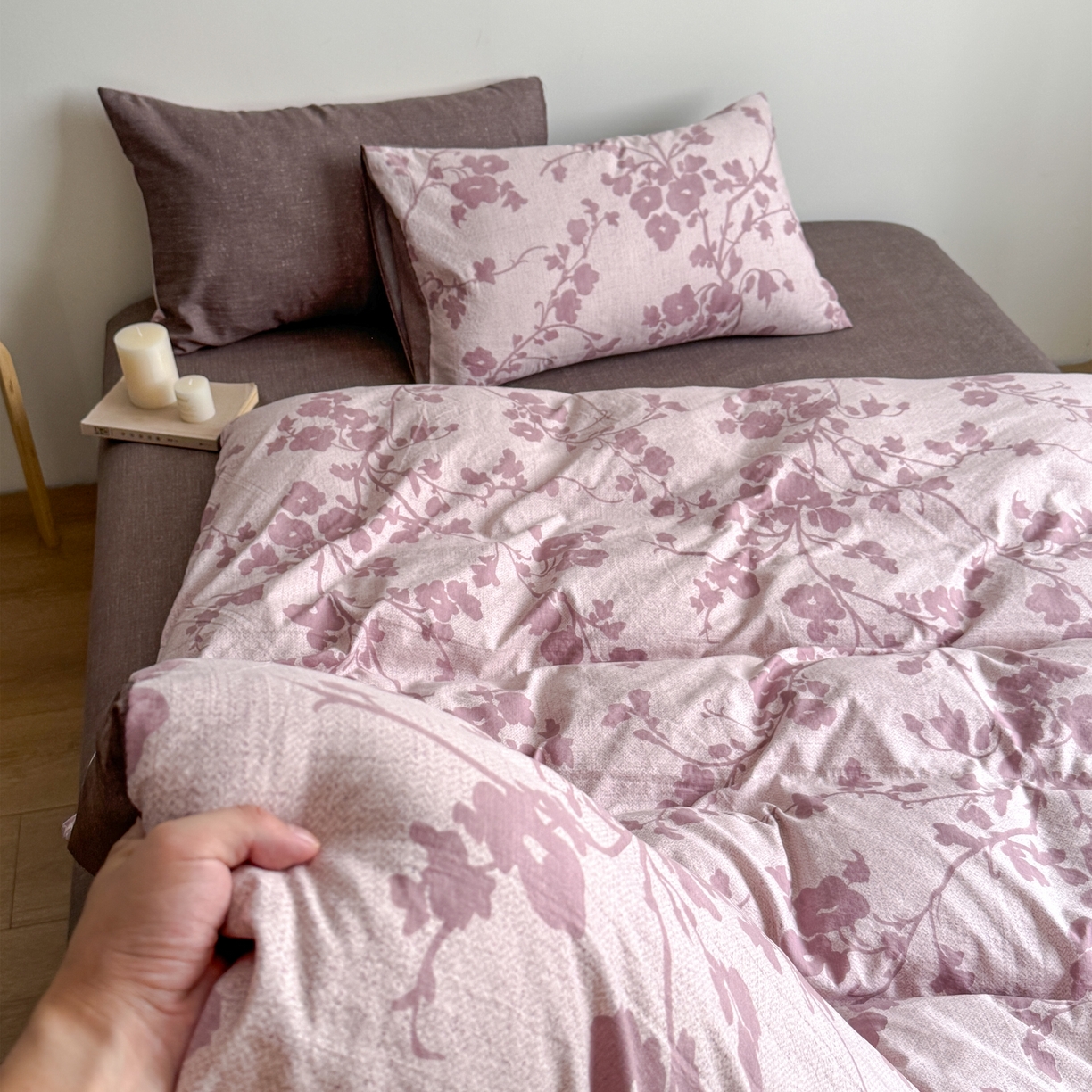 91家纺网 家纺一手货源 找家纺 优贝家纺 秋冬新品加厚高克重原麻复古水洗亚麻棉麻皱皱纱印花四件套 花颜