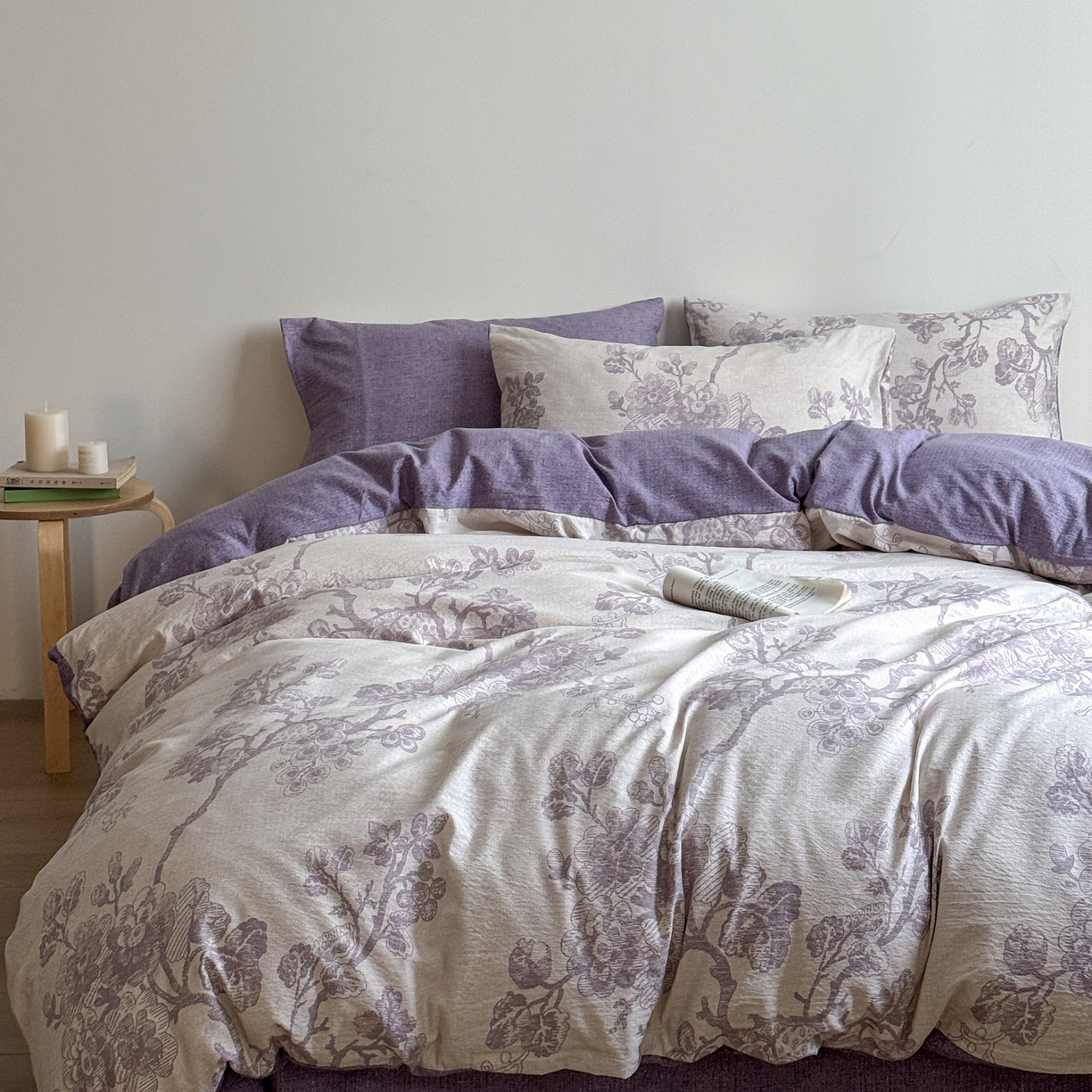 91家纺网 家纺一手货源 找家纺 优贝家纺 秋冬新品加厚高克重原麻复古水洗亚麻棉麻皱皱纱印花四件套 砚秋