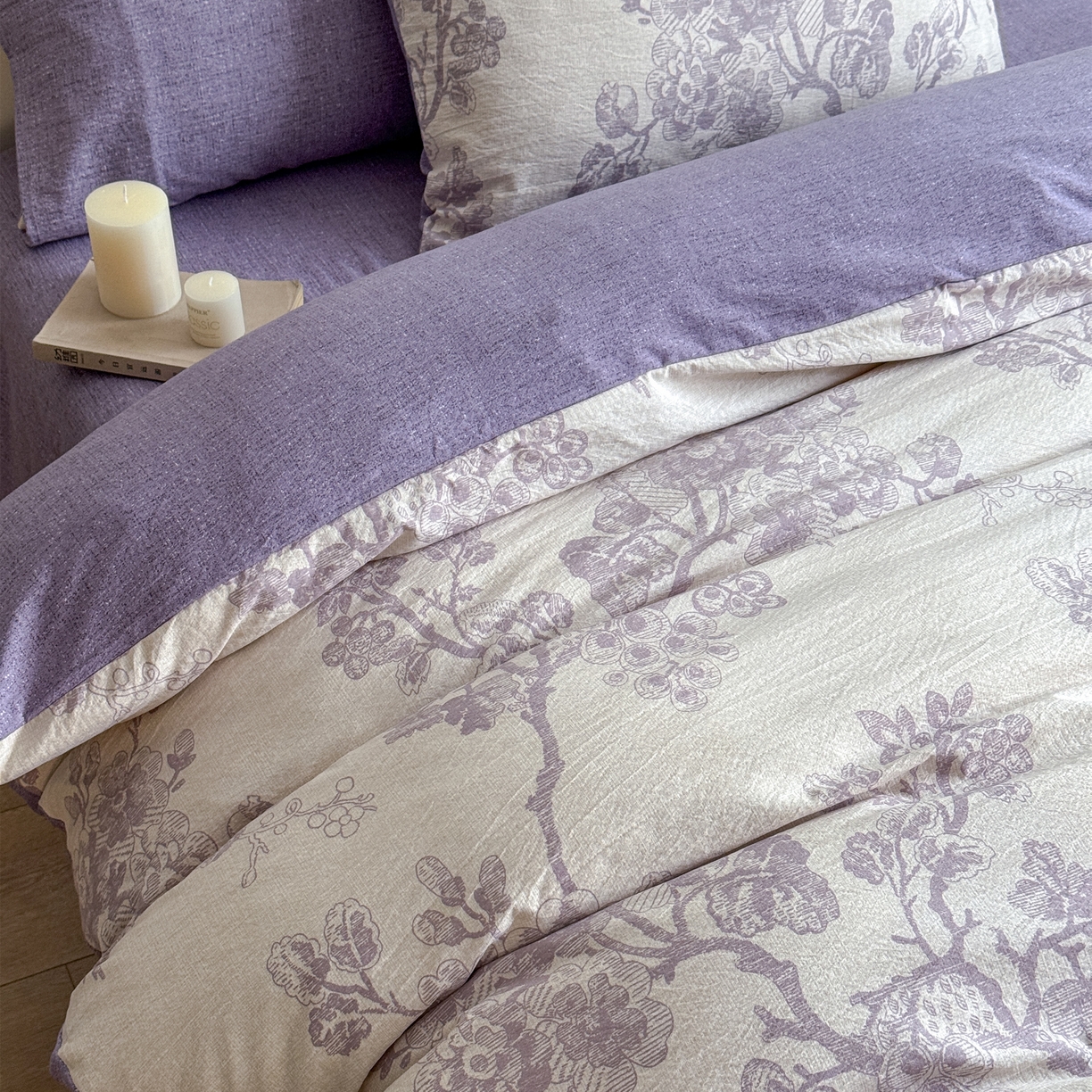 91家纺网 家纺一手货源 找家纺 优贝家纺 秋冬新品加厚高克重原麻复古水洗亚麻棉麻皱皱纱印花四件套 砚秋