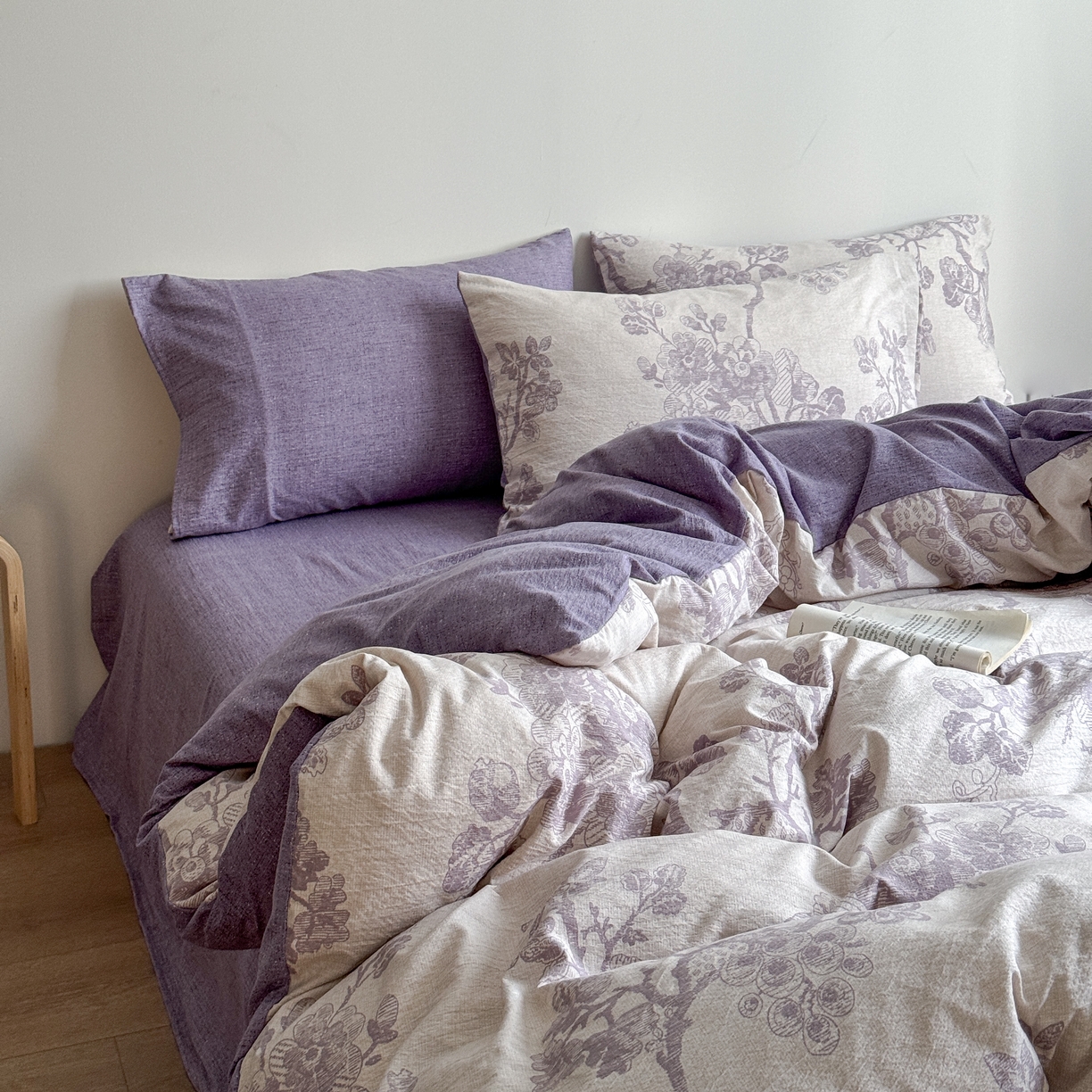 91家纺网 家纺一手货源 找家纺 优贝家纺 秋冬新品加厚高克重原麻复古水洗亚麻棉麻皱皱纱印花四件套 砚秋