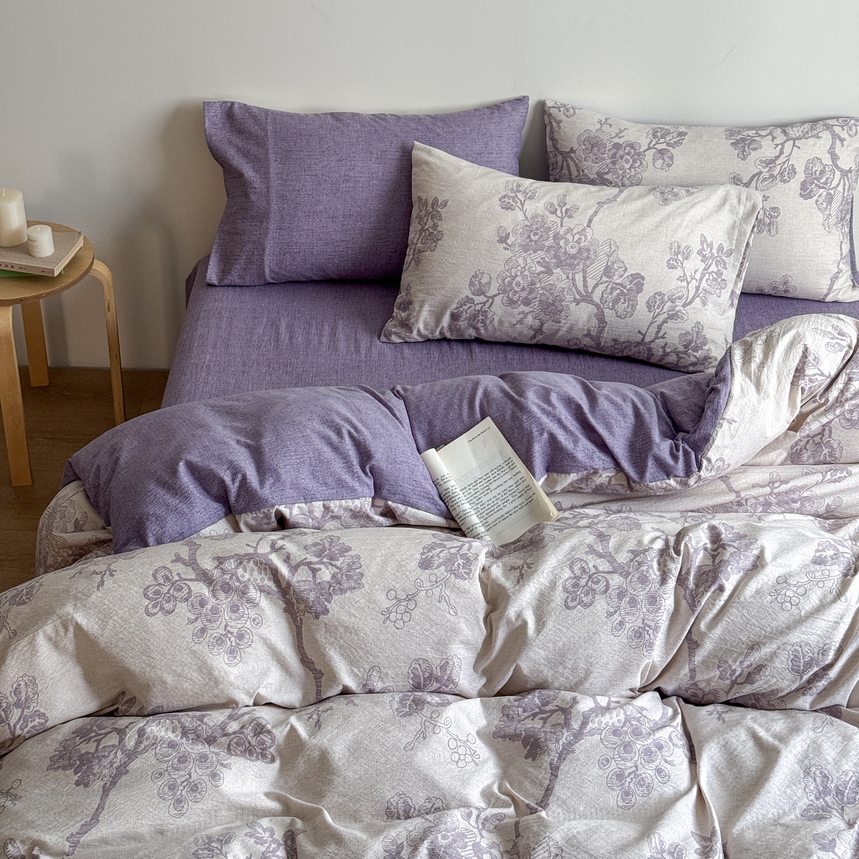 91家纺网 家纺一手货源 找家纺 优贝家纺 秋冬新品加厚高克重原麻复古水洗亚麻棉麻皱皱纱印花四件套 砚秋