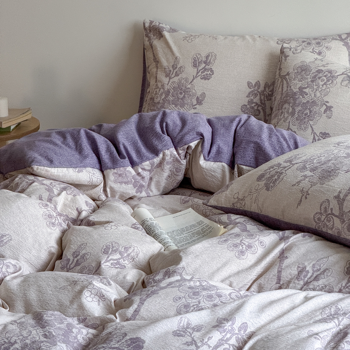 91家纺网 家纺一手货源 找家纺 优贝家纺 秋冬新品加厚高克重原麻复古水洗亚麻棉麻皱皱纱印花四件套 砚秋