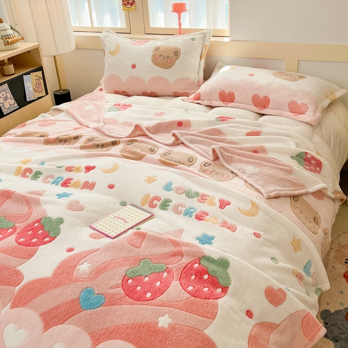 91家纺网 家纺一手货源 找家纺 （总）川悦生活 2025新款高克重双面雪花绒印花毛毯三件套