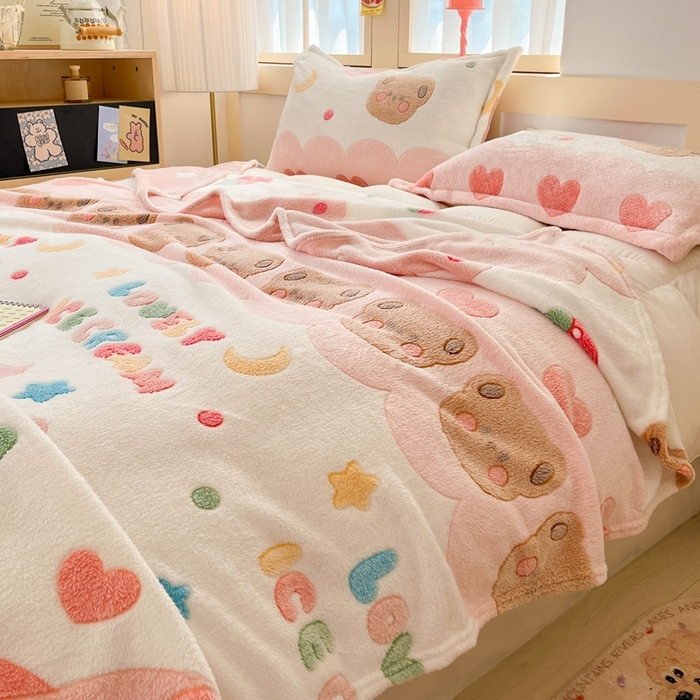 91家纺网 家纺一手货源 找家纺 （总）川悦生活 2025新款高克重双面雪花绒印花毛毯三件套