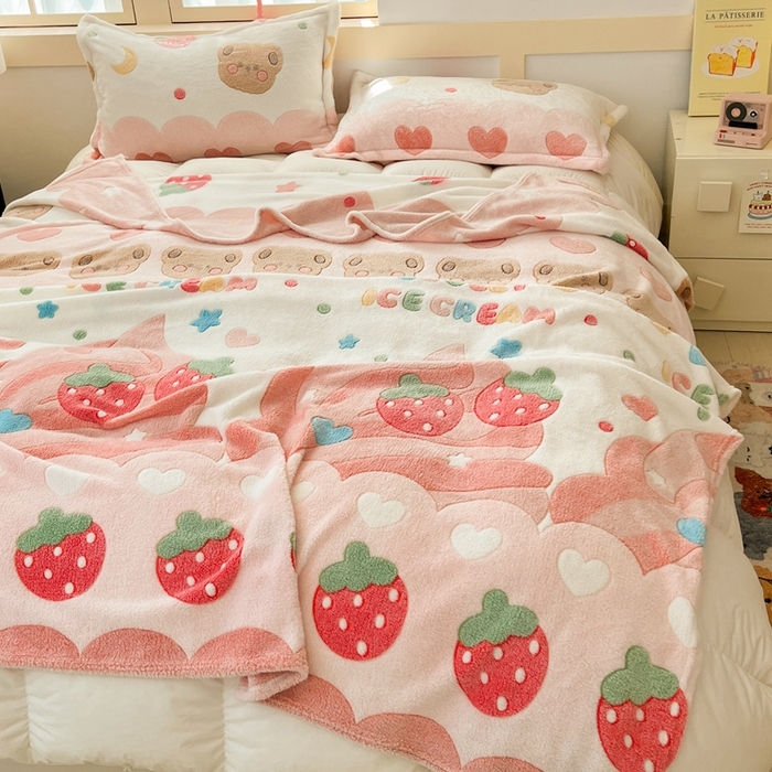 91家纺网 家纺一手货源 找家纺 （总）川悦生活 2025新款高克重双面雪花绒印花毛毯三件套